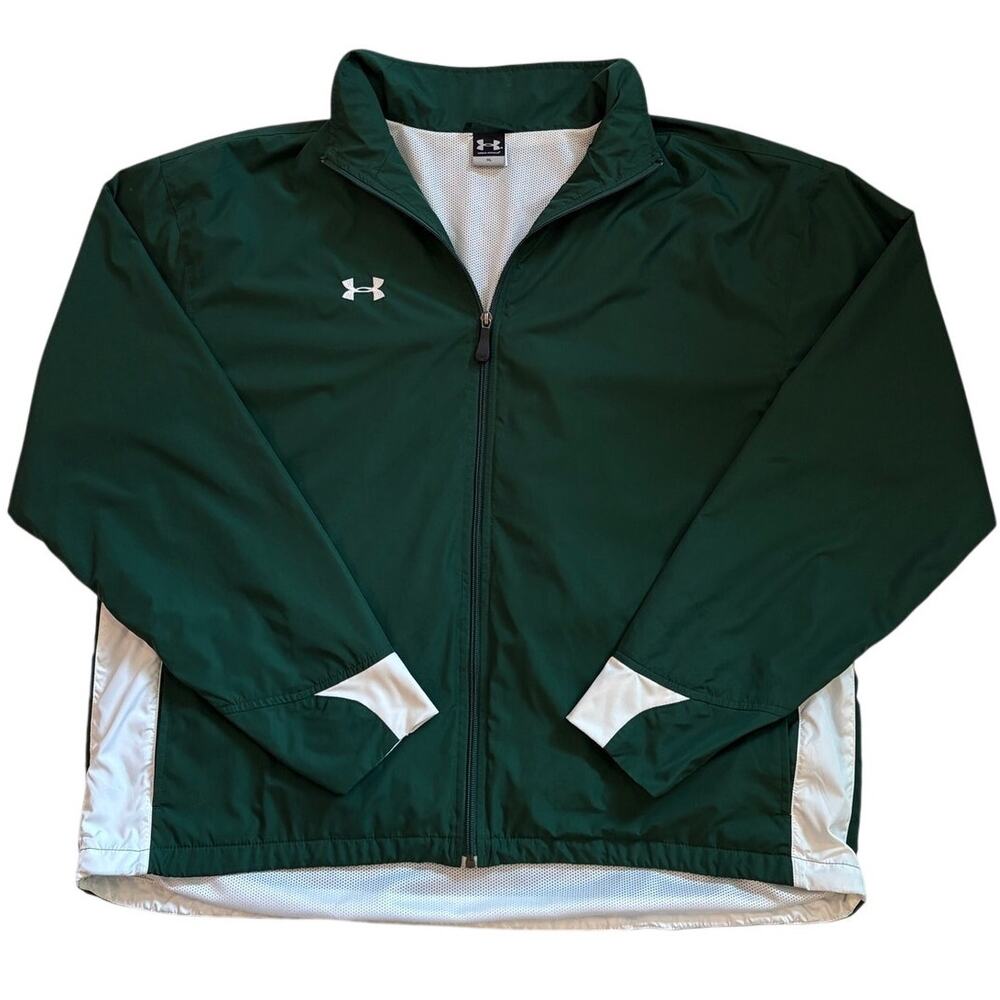 Under Armour Windbreaker Jacket Mens Size XL Green Full Zip Lightweight Outdoor